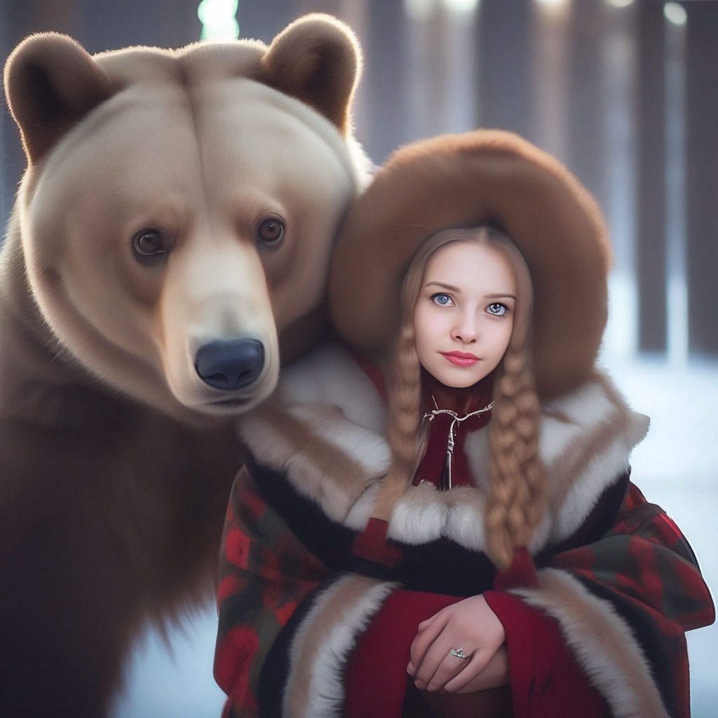 Russian girl with a bear …