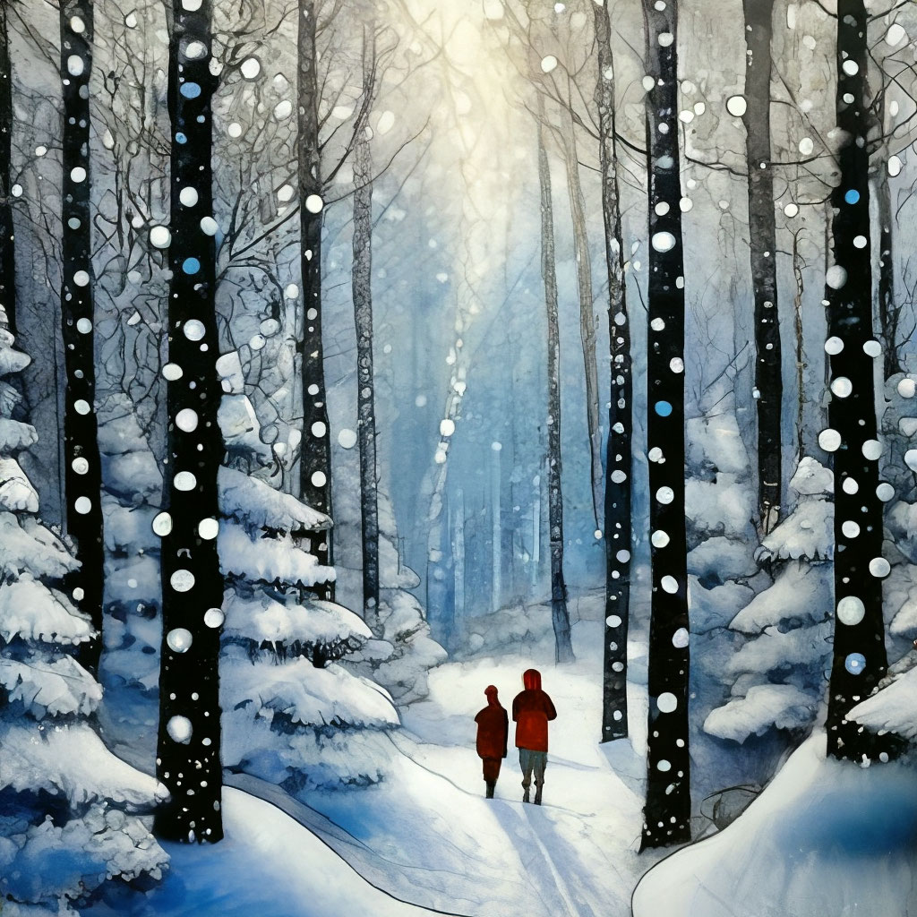Рисунок зимний лес