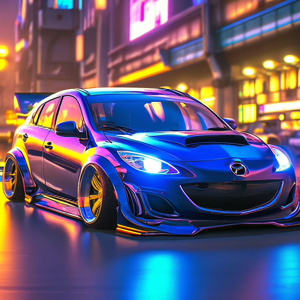 Mazda 3 bk tuning,автомобиль …» — картинка создана в Шедевруме