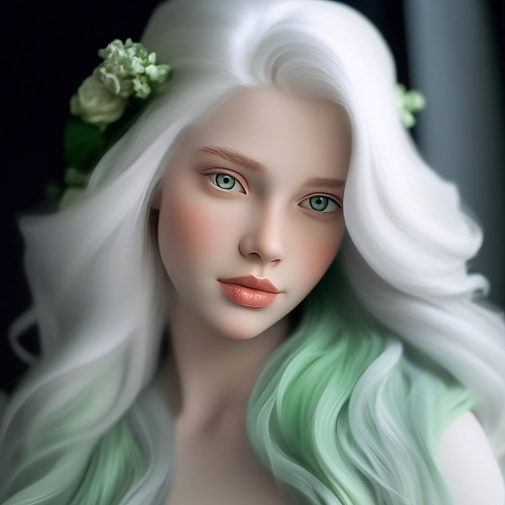 Красивая девушка с белыми волосами, …» — создано в Шедевруме