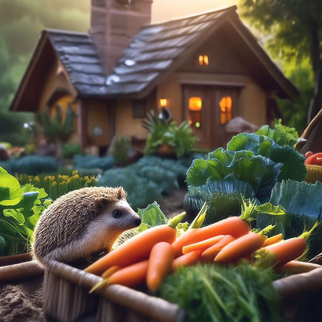 Уютный деревенский дом, огород, ежик…» — создано в Шедевруме