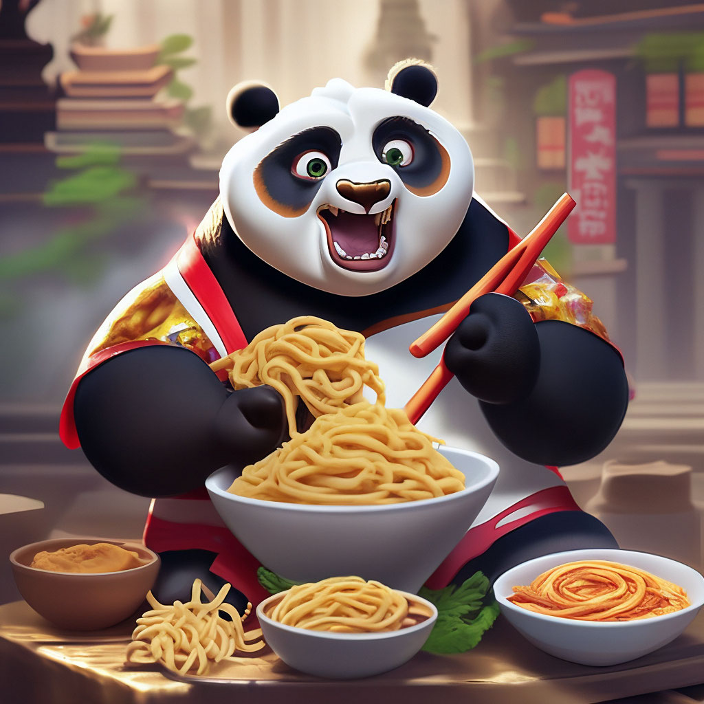 Kung Fu Panda Eating Noodles