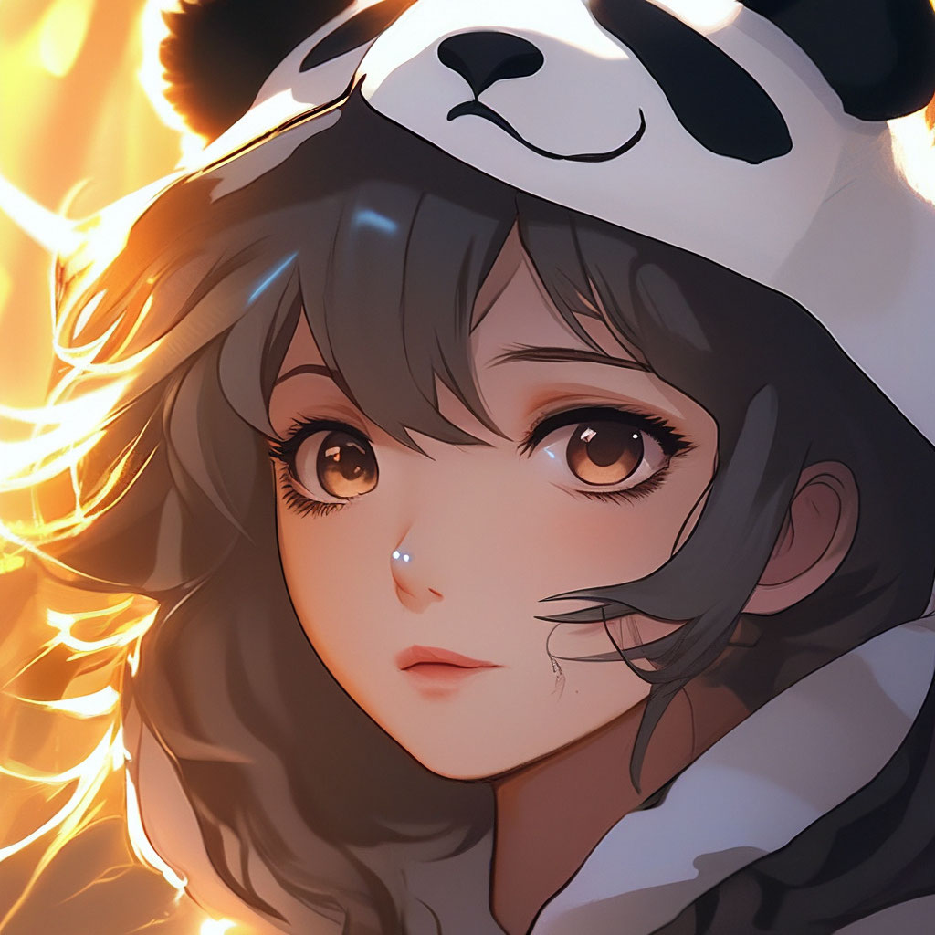 Girl in panda costume cute anime image created in Shedevrum