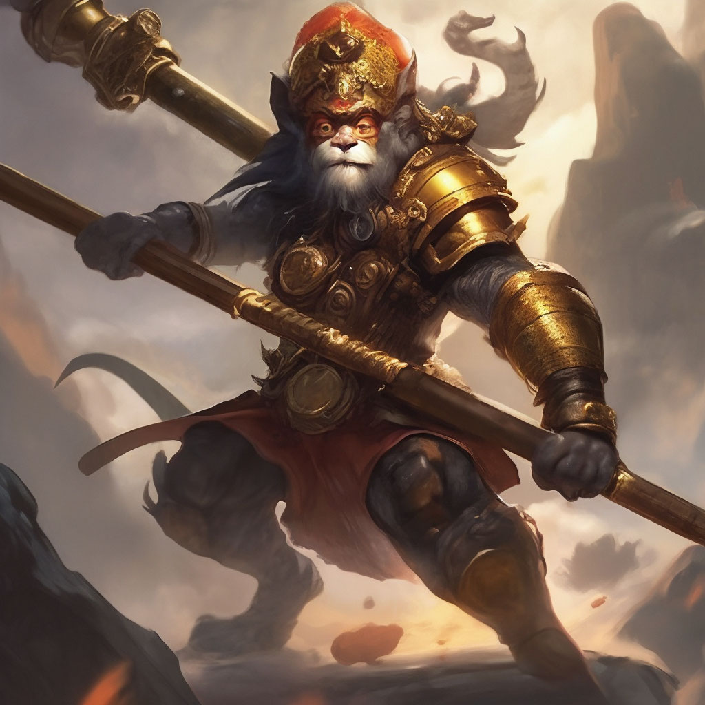 "Sun Wukong the monkey king hits the …" — image created i...