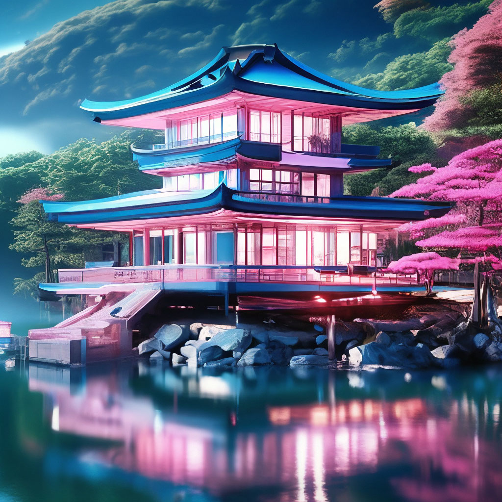 Хрустальный розово-голубой японский …» — создано в Шедевруме