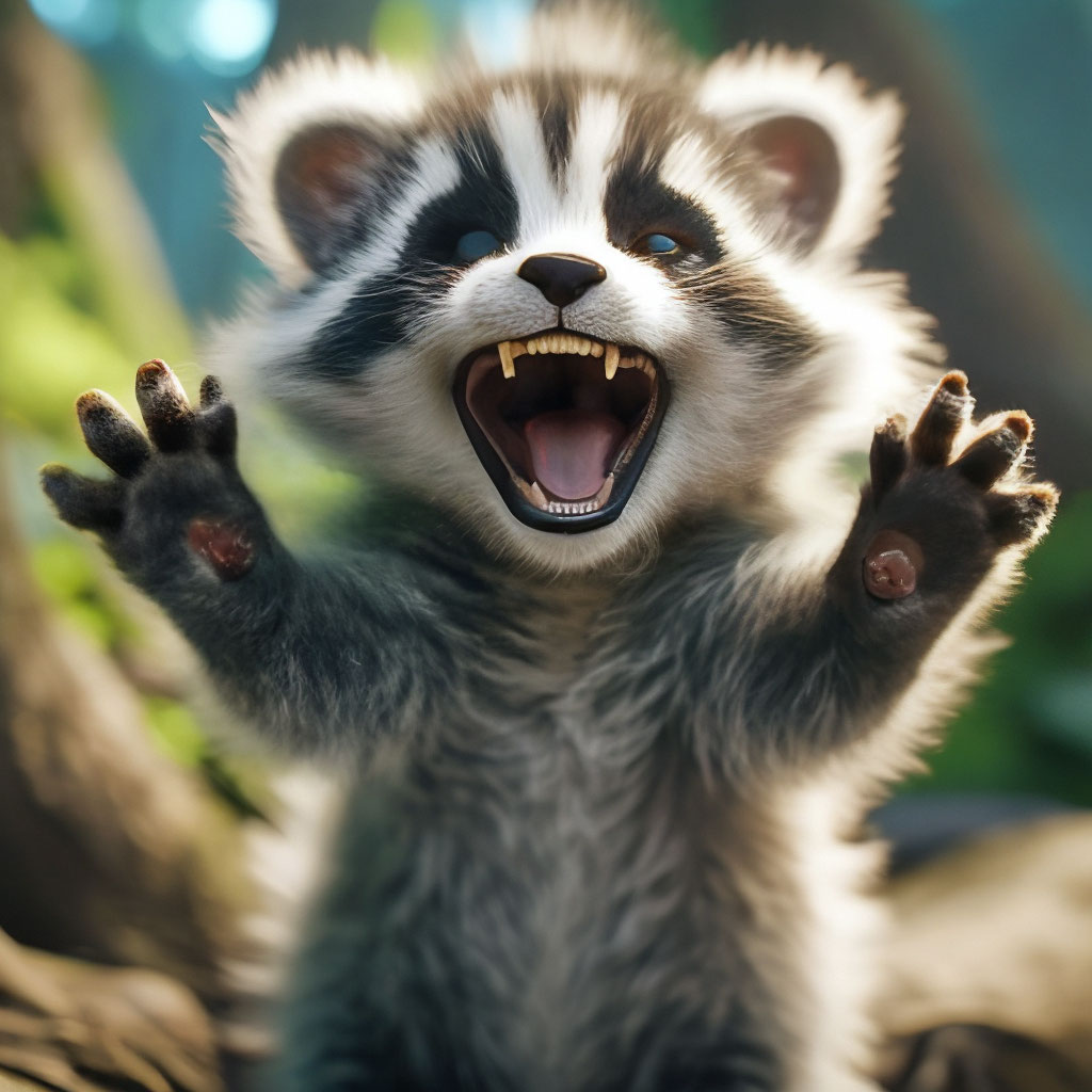 «🦝 Лапки вверх! Подробная …» — картинка создана в Шедевруме