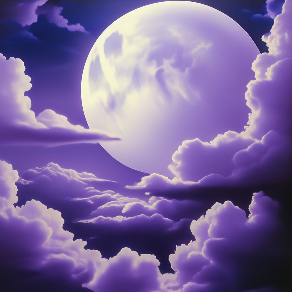 Лунный свет, облака, фиолетовый, …» — создано в Шедевруме