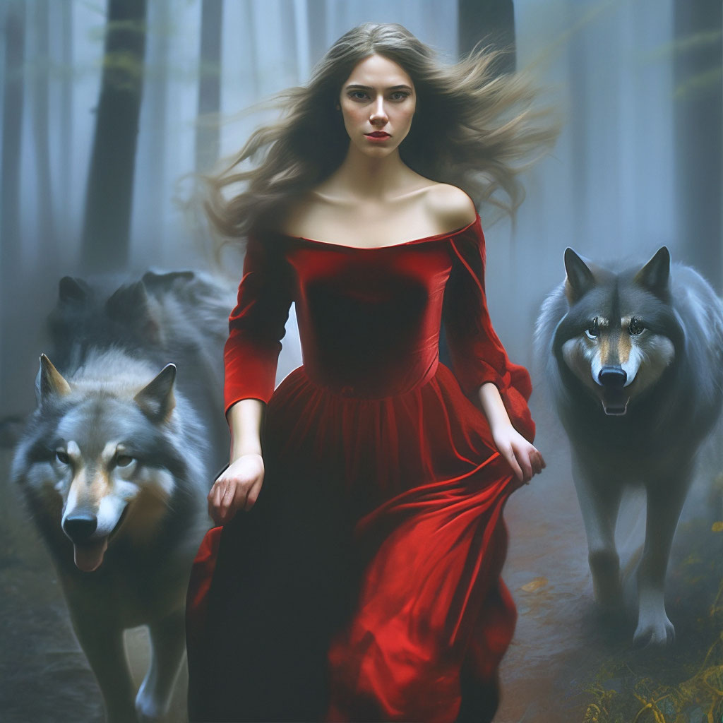 Бегущая с волками, красивая девушка…» — создано в Шедевруме