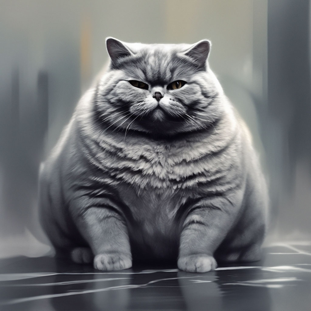 Толстый кот с серым окрасом» — создано в Шедевруме