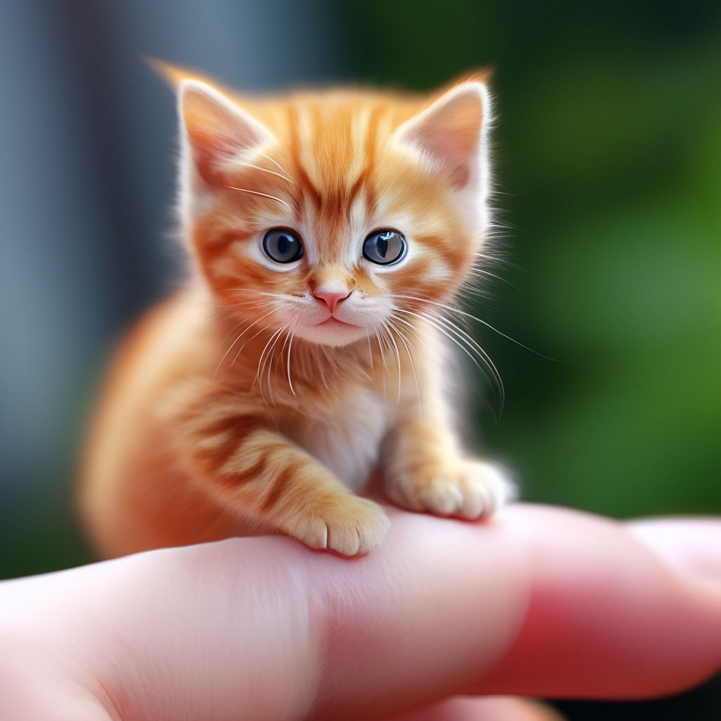 Очень маленький милый рыжий котенок…» — создано в Шедевруме