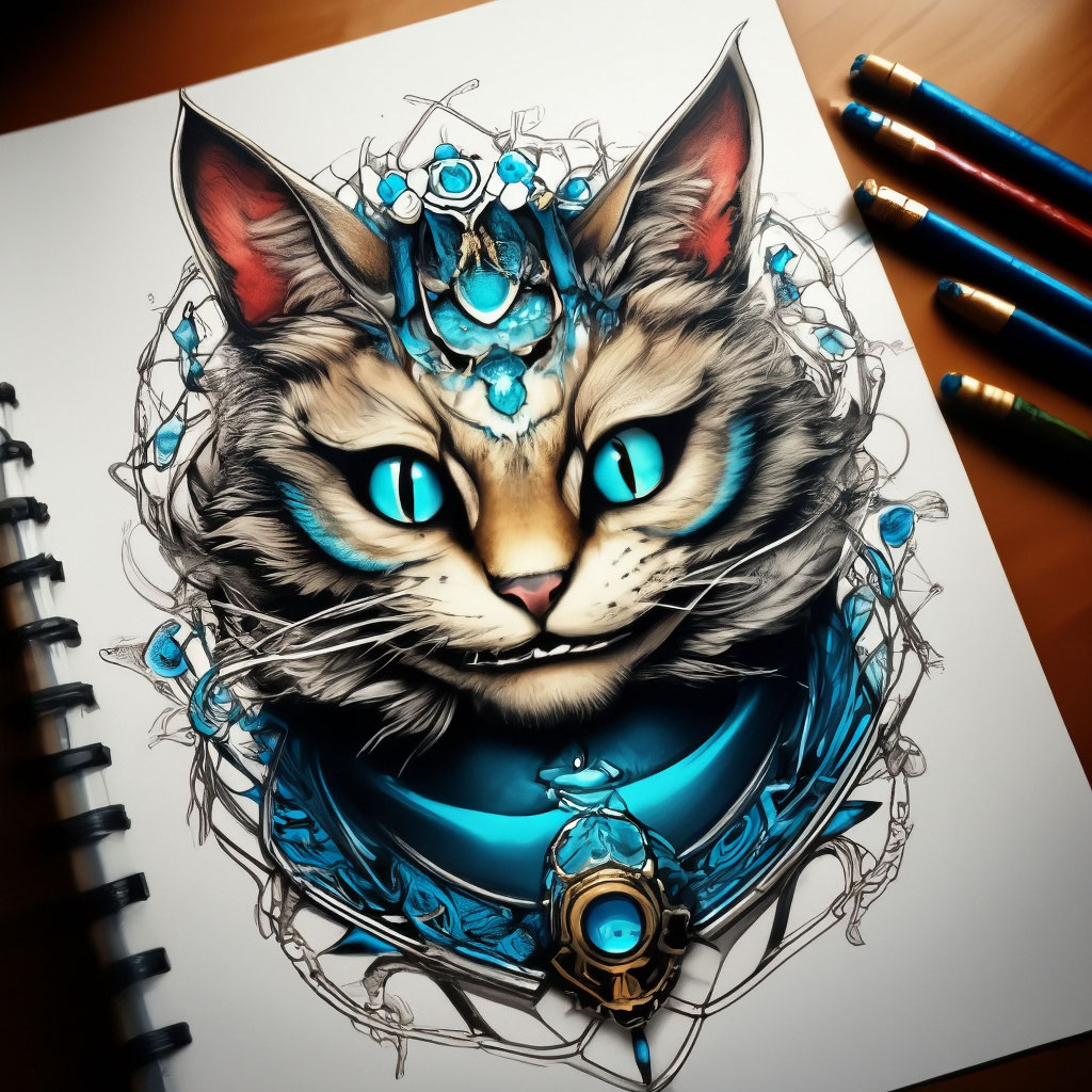 Чеширский кот, в цвете, тату эскизы…» — создано в Шедевруме