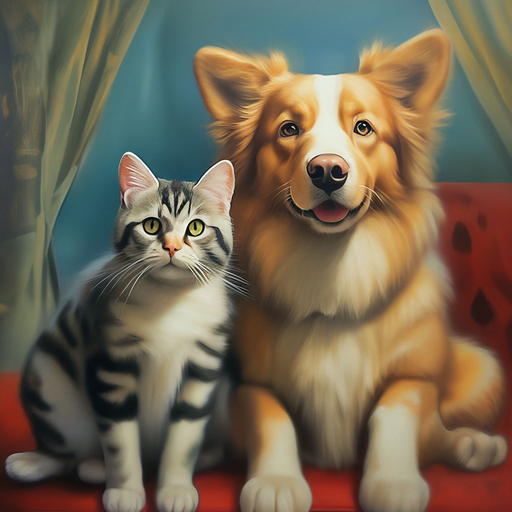 Котик и собачка» — создано в Шедевруме