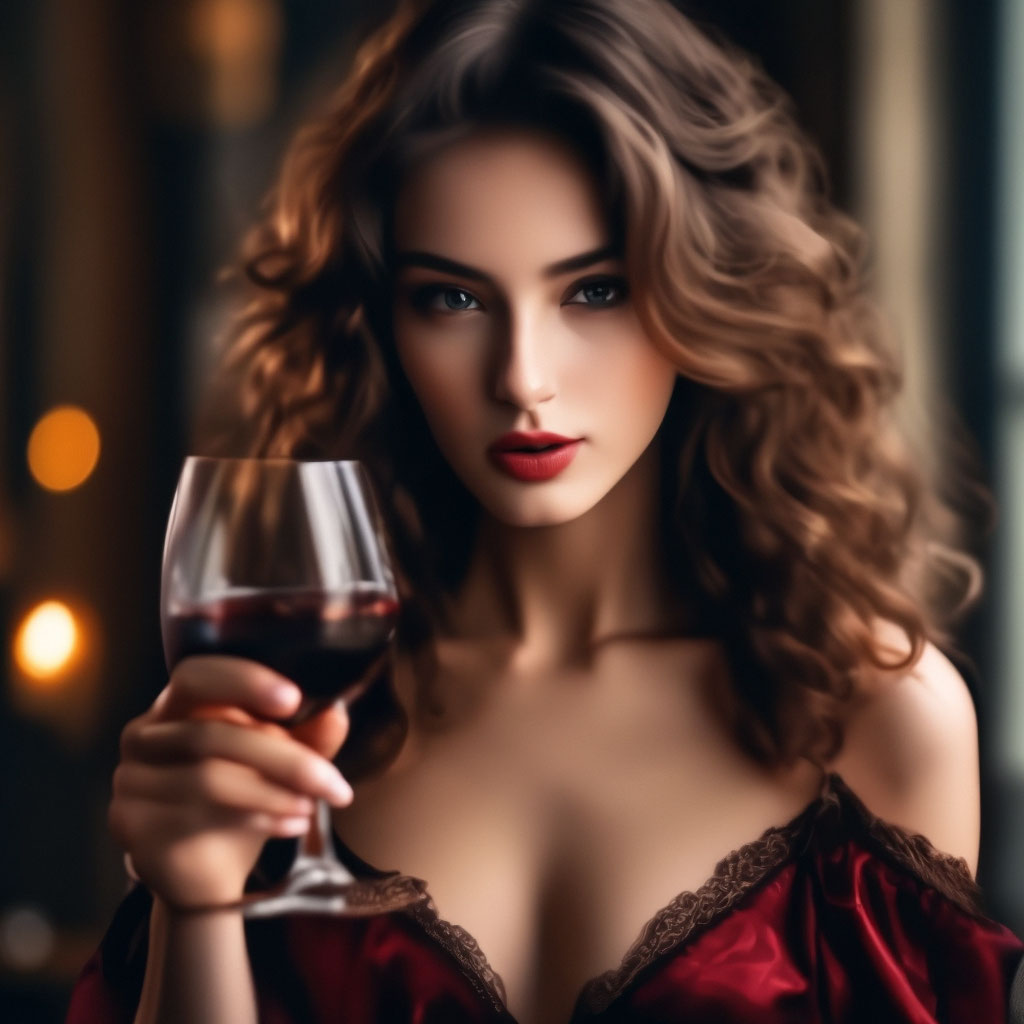 Красивая девушка с бокалом 🍷» — создано в Шедевруме