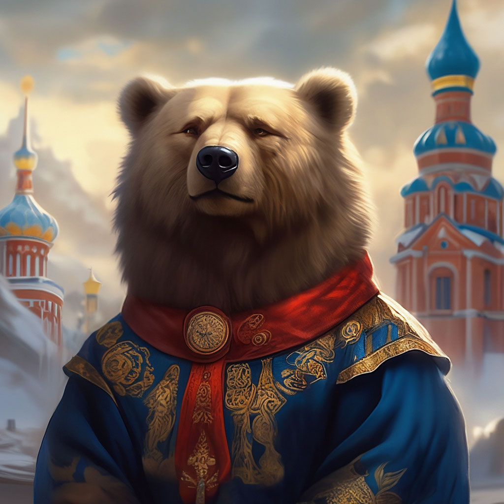 Сувенирный флаг RUSSIA с медведем