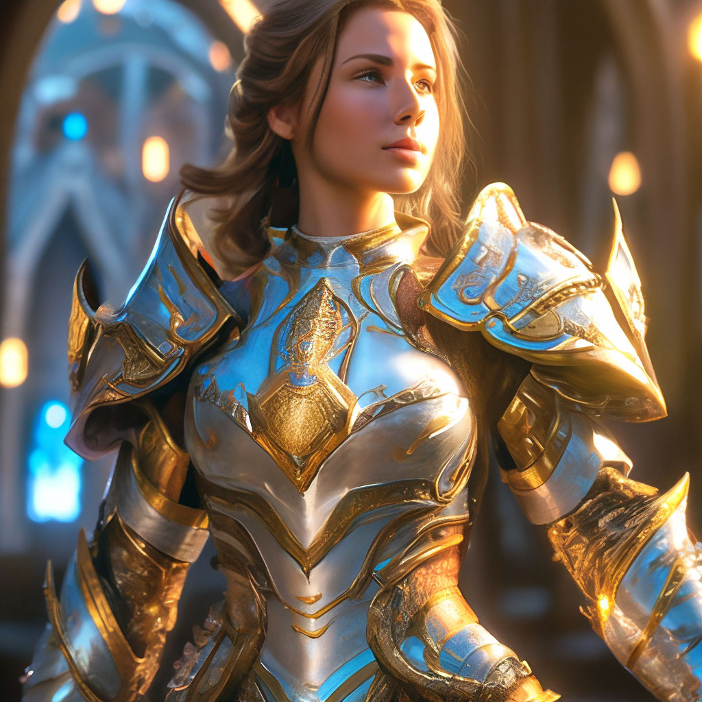 Female paladin wearing radiant armor…» — создано в Шедевруме
