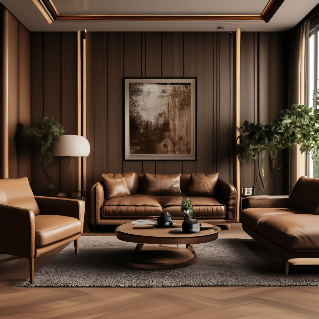 Интерьер коричневой гостиной: лучшие идеи по оформлению