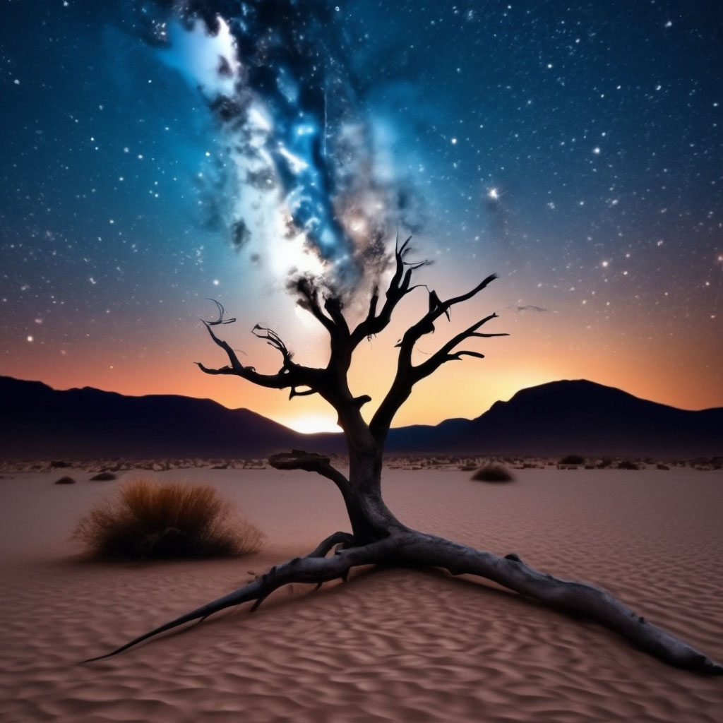 Ночь. Млечный Путь. Пустыня. Сухое …» — создано в Шедевруме
