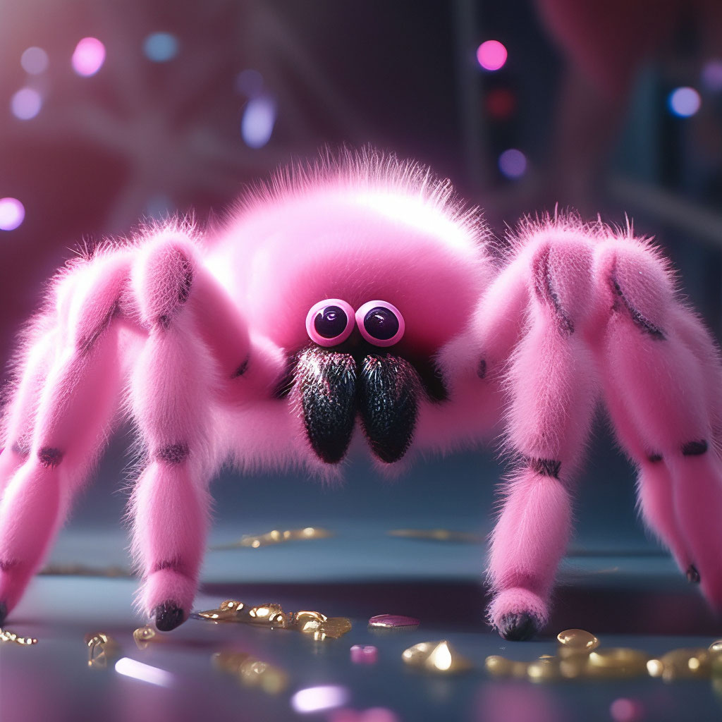 Розовый пушистый медведь-паук …» — создано в Шедевруме