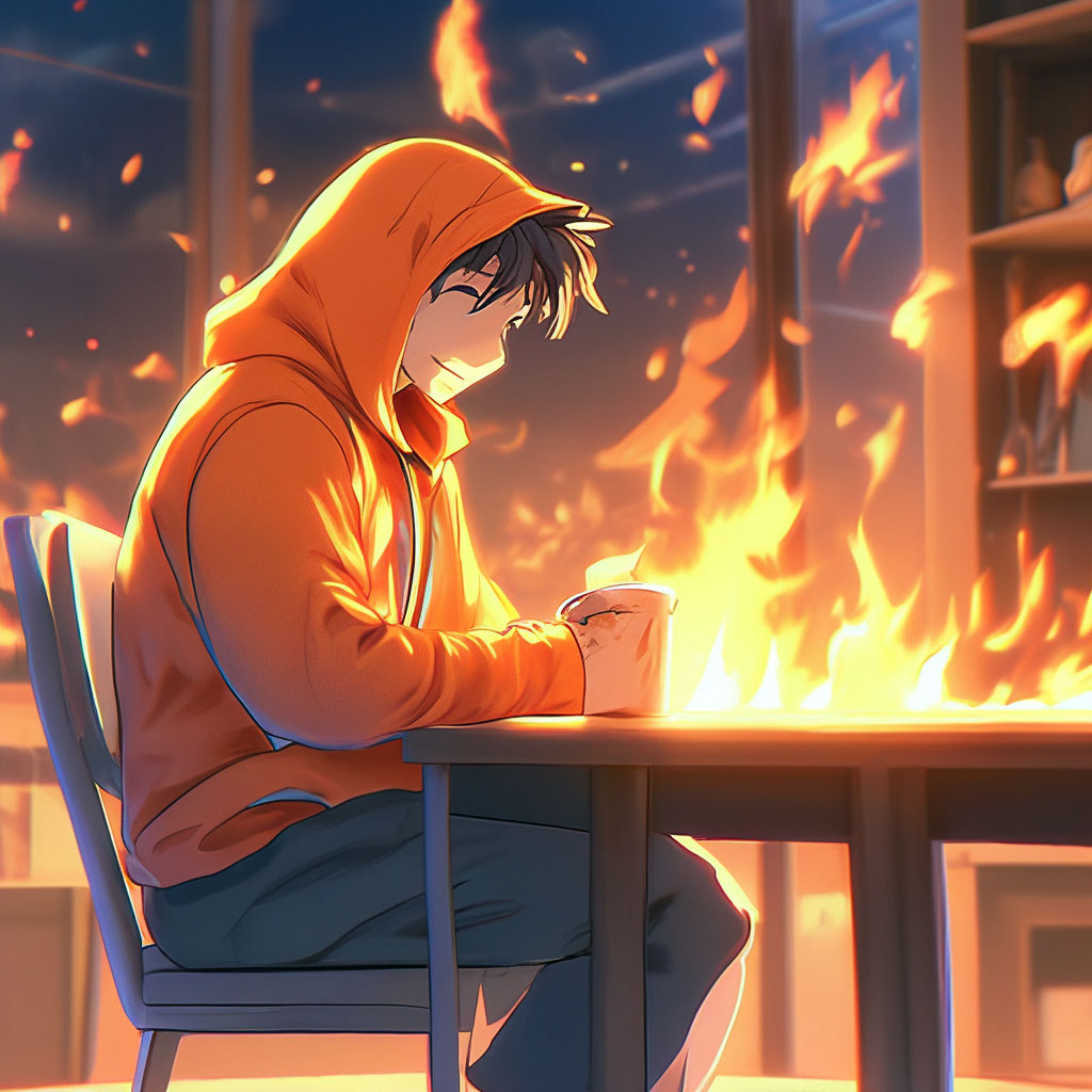 Anime Guy Side View Sitting