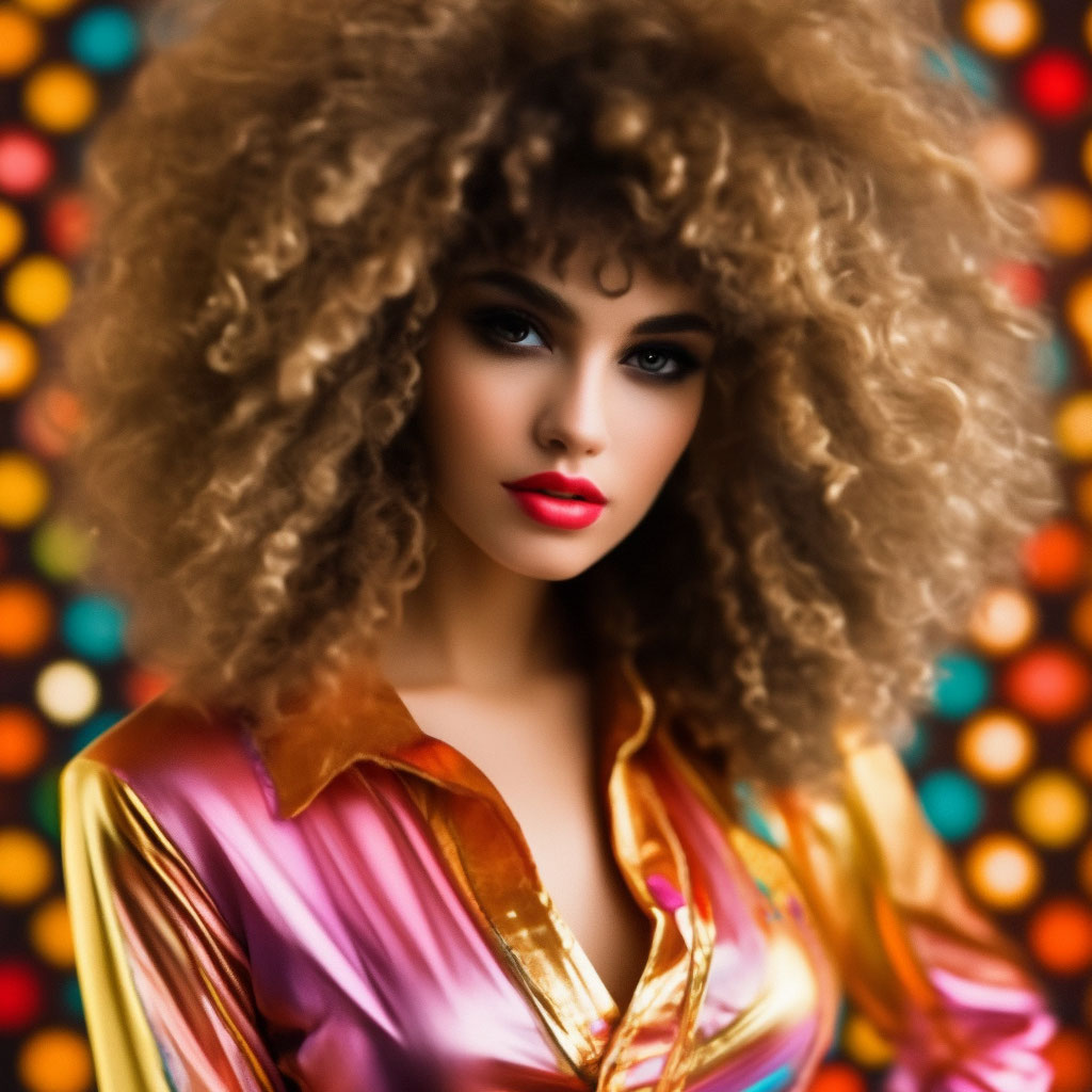 Диско прическа женская "Disco style of clothes and hairstyles" - image created in Shedevrum