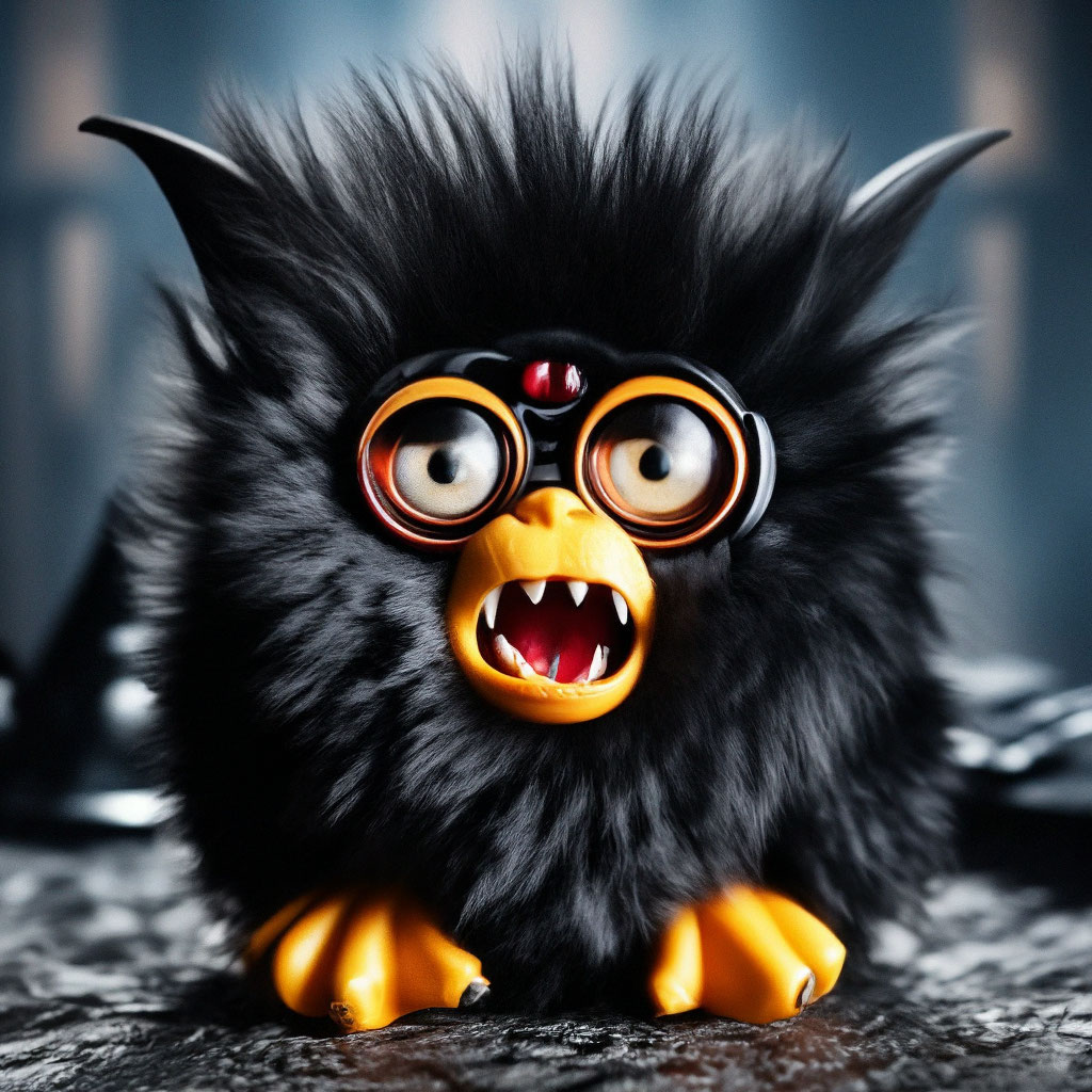 Black real fluffy furby-Dracula …» — создано в Шедевруме
