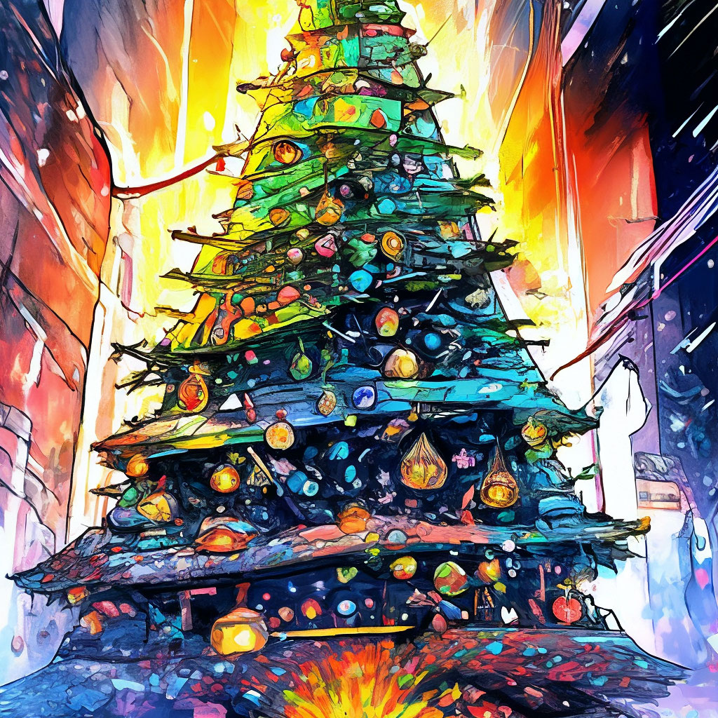Новогодняя елка акварель» — создано в Шедевруме
