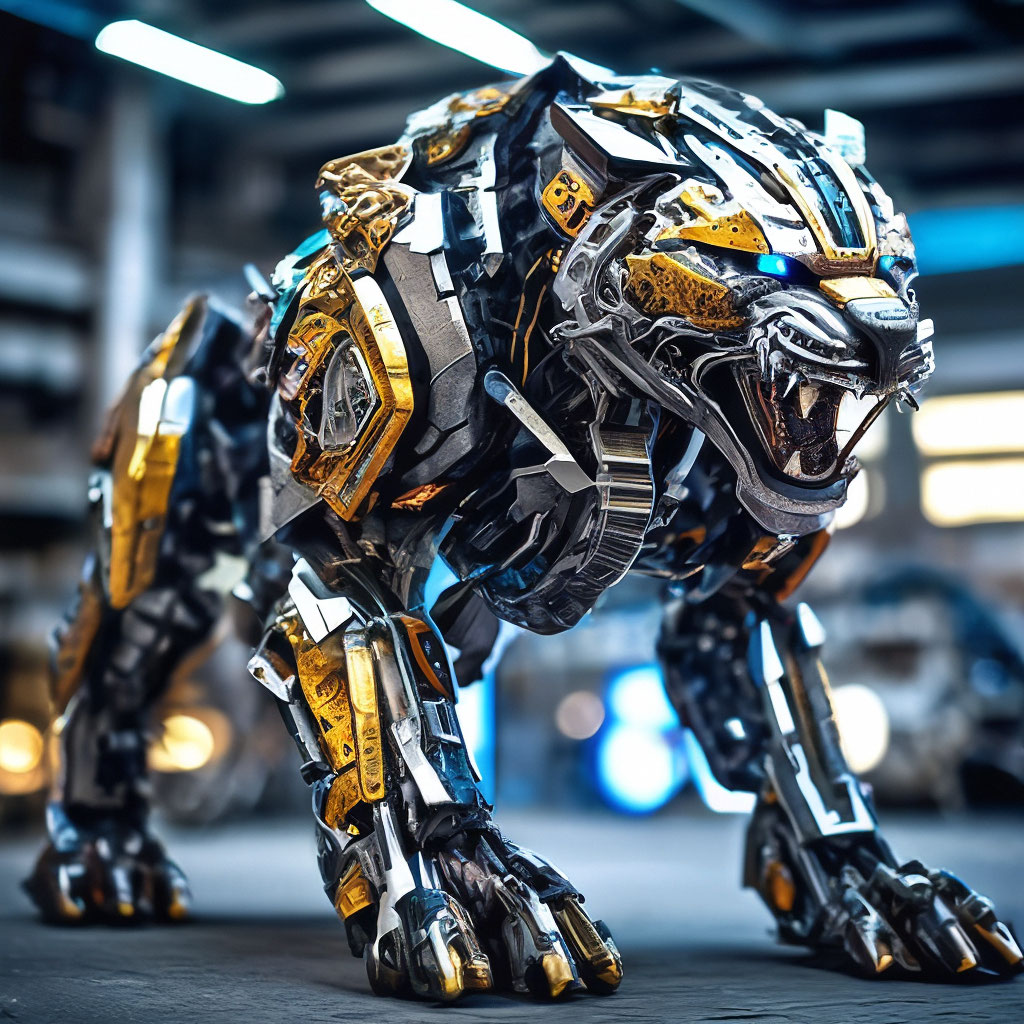 «Pro photo: steel mech battle leopard, mechanical parts repeat animal ...