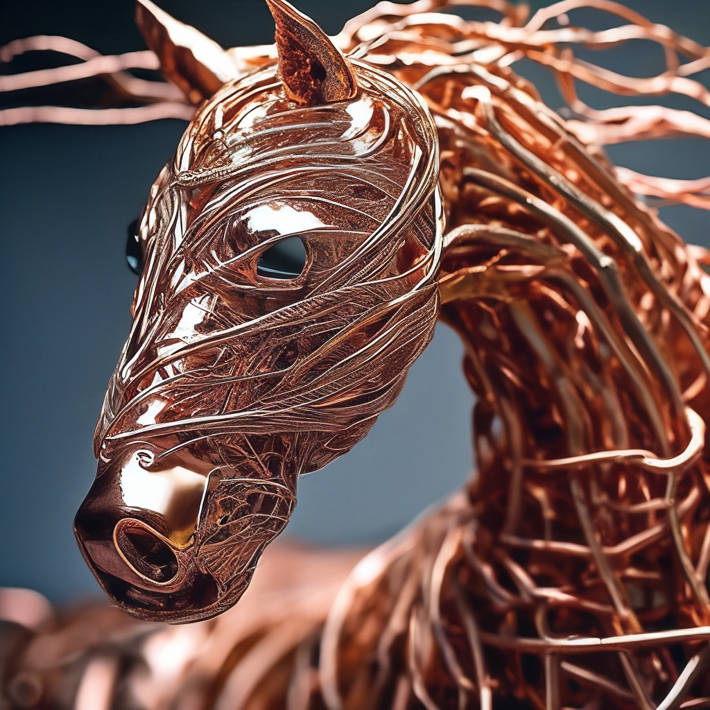 Лошадь из проволоки стоит в пустыне. | Премиум Фото
