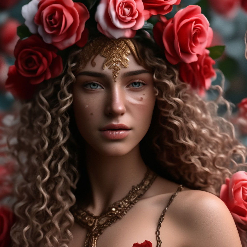 Красивая девушка амазонка в розах» — создано в Шедевруме