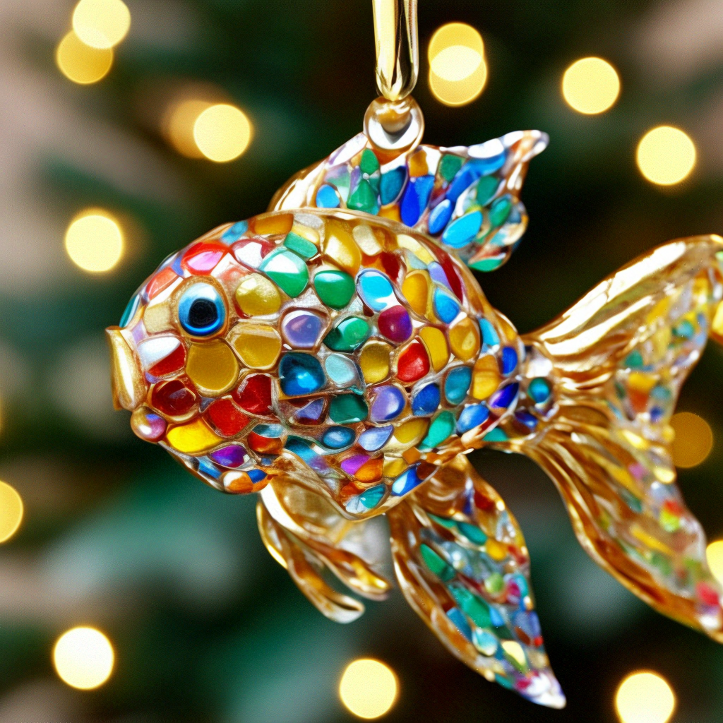 Рыбка золотая рыба луна СССР стекло подвес на елку игрушка елочная