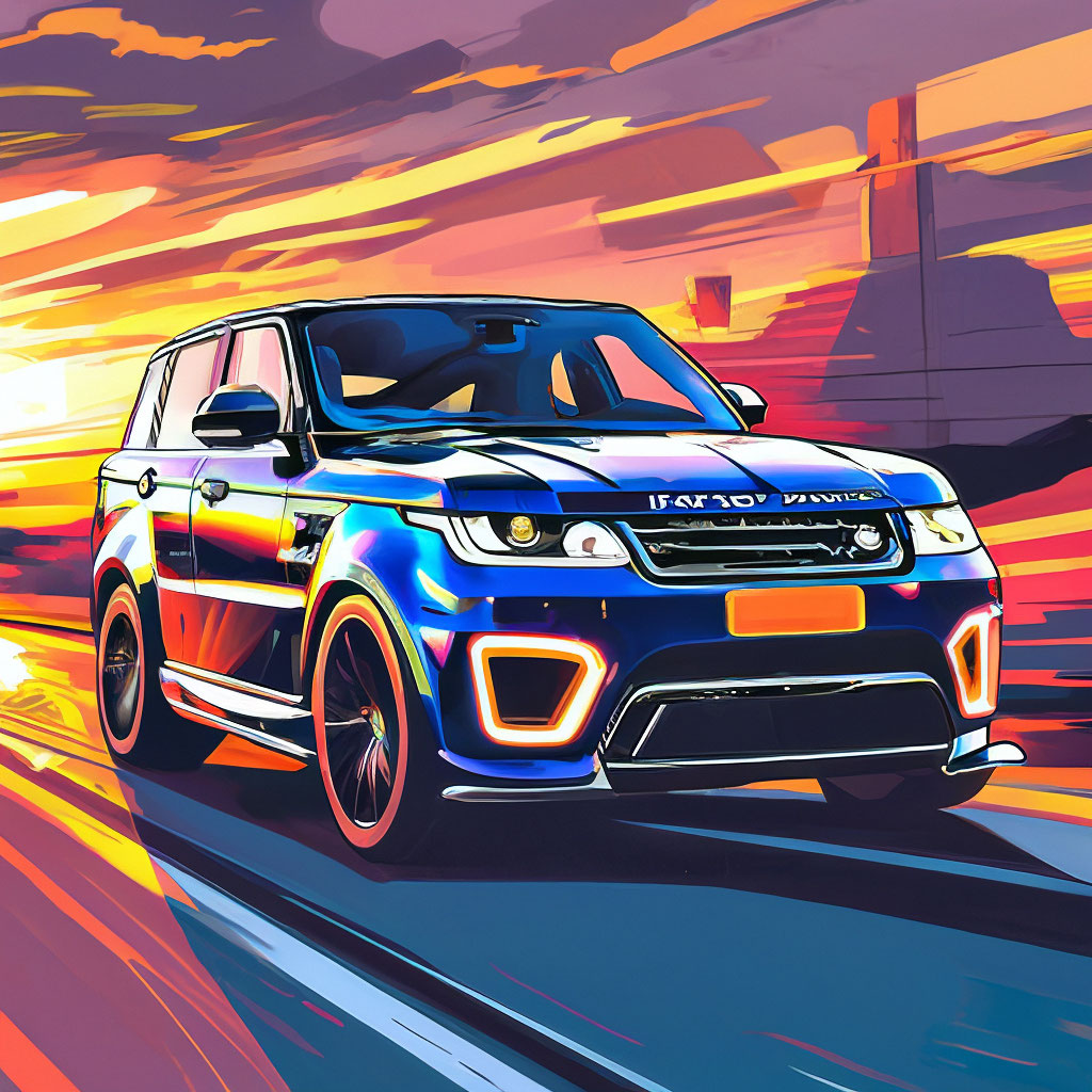 Range Rover Sport SVR на закате, …» — создано в Шедевруме