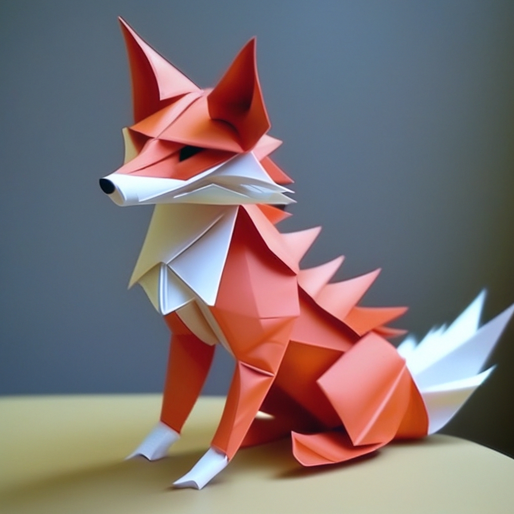 Оригами Лиса Точка Бесшовный дизайн векторных узоров