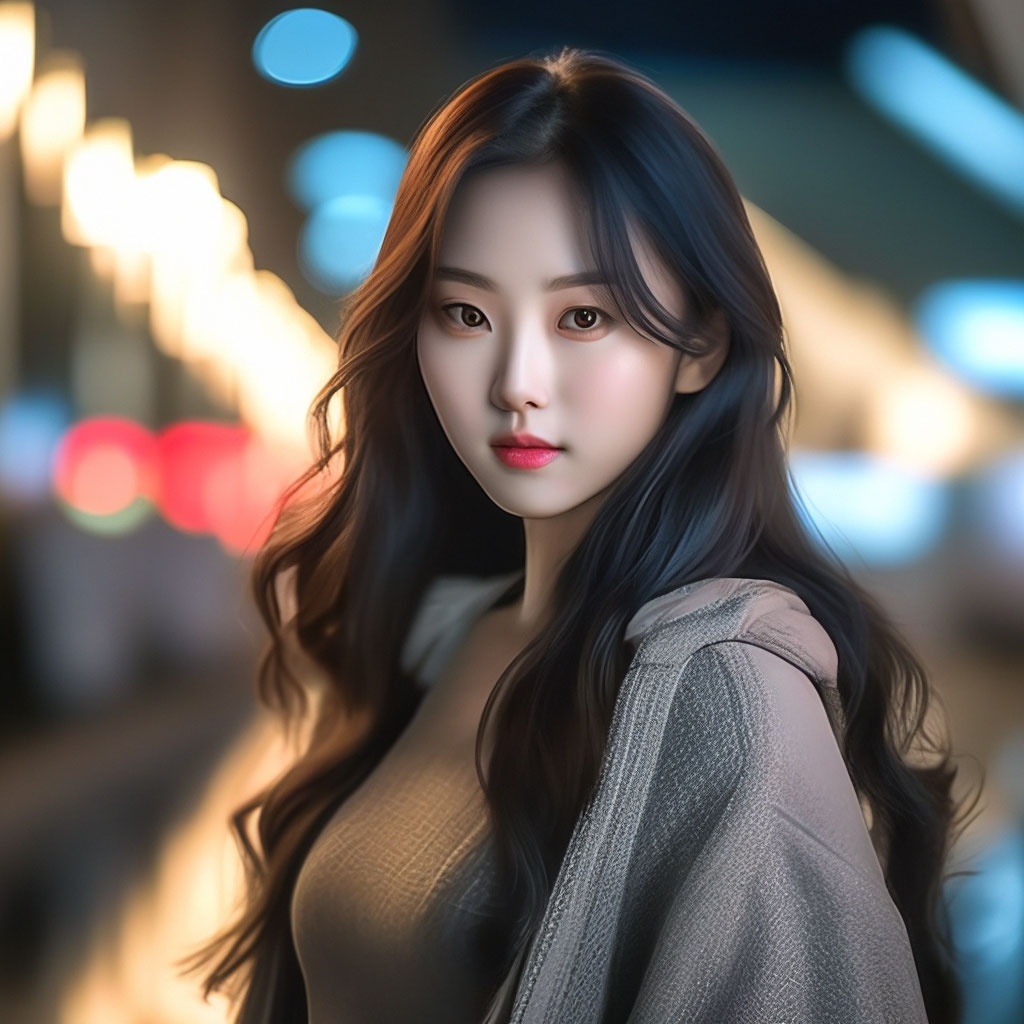 Красивая кореянка с черными волосами в белой рубашке