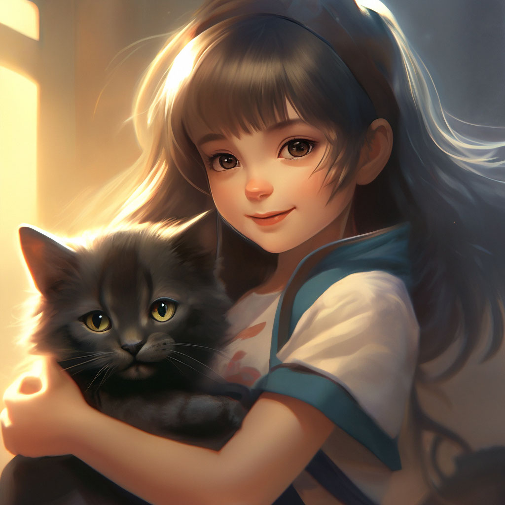 Девочка с кошкой картинка