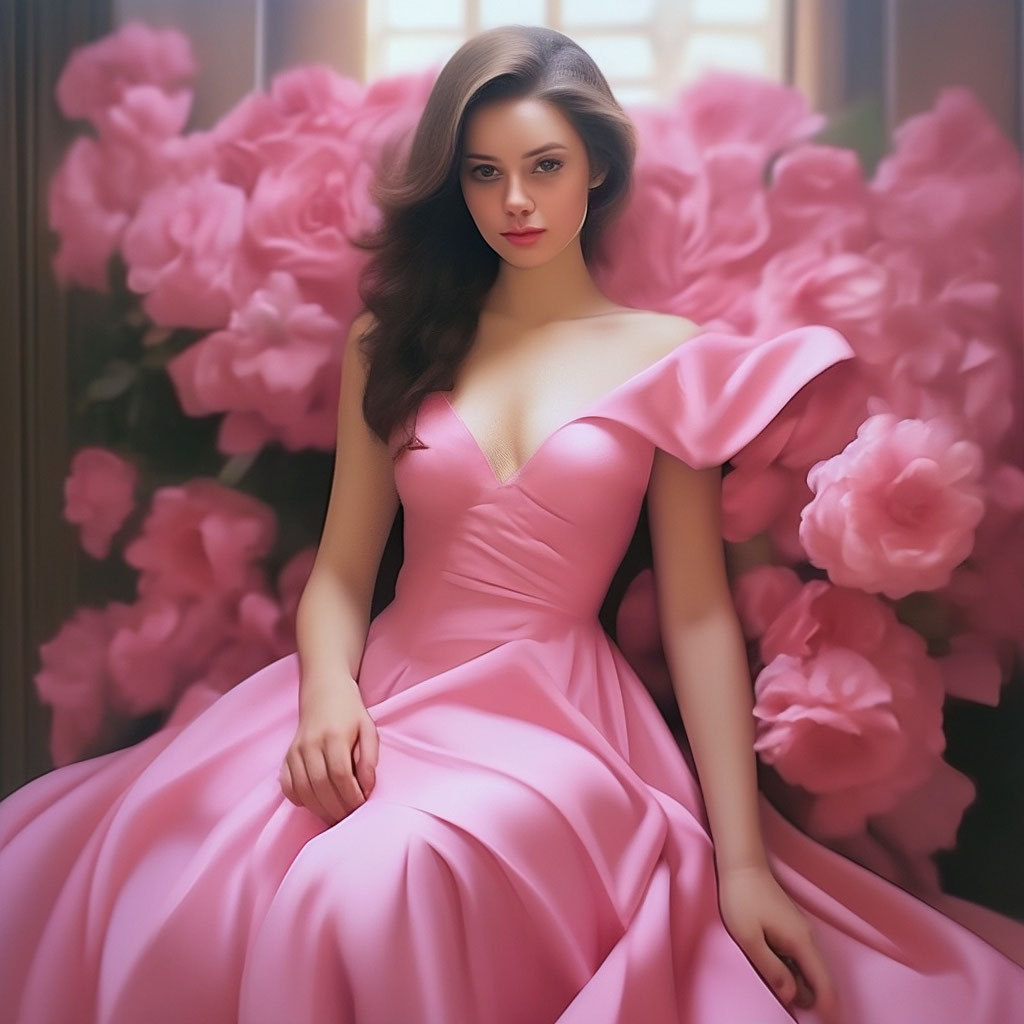 Девушка в розовом платье красивая» — создано в Шедевруме