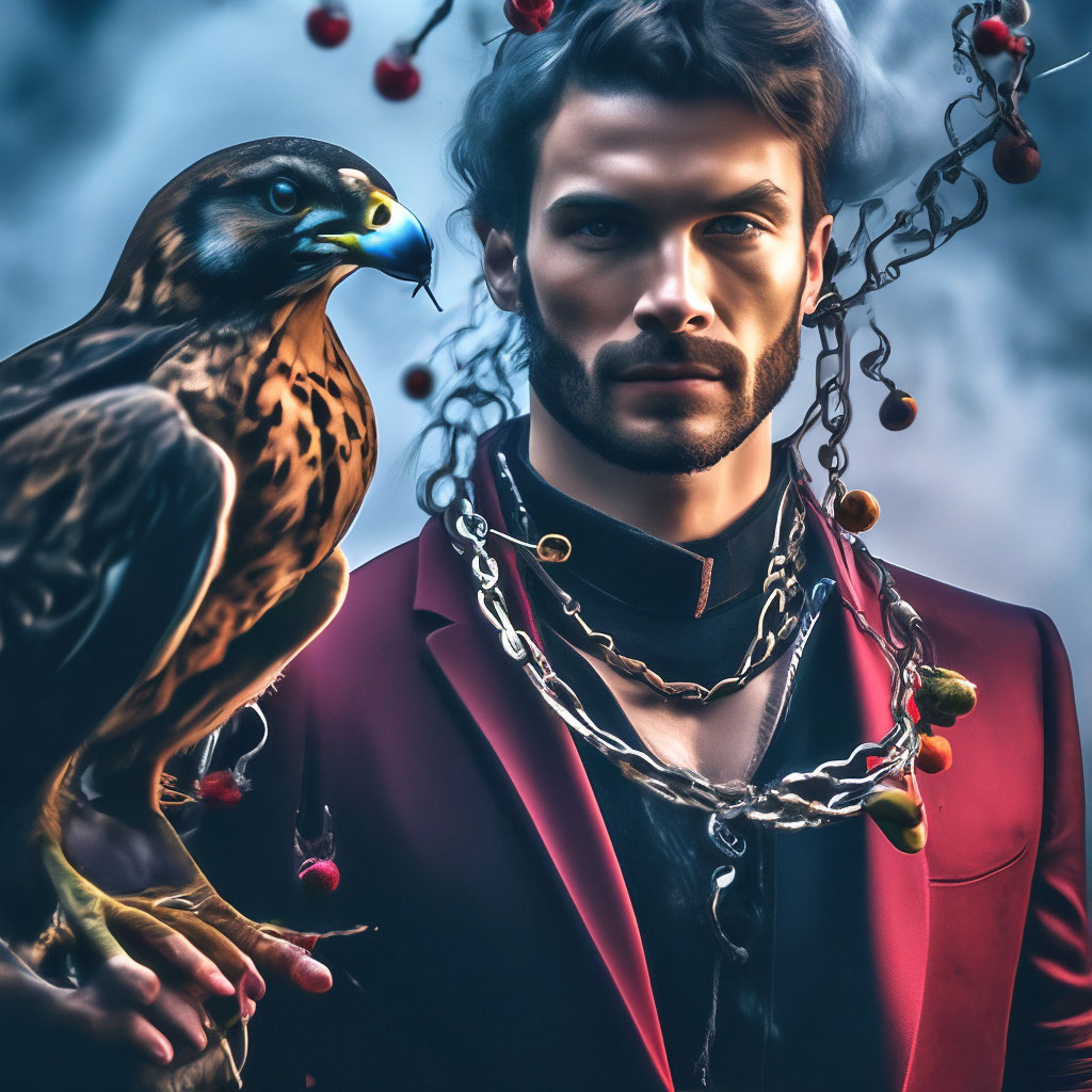 Хуманизация. красивый мужчина+сокол. …» — создано в Шедевруме
