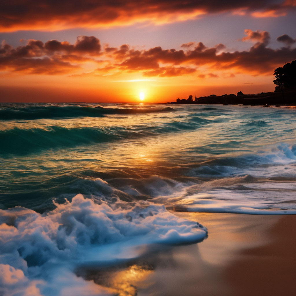 Море, закат, самый красивый пляж на…» — создано в Шедевруме