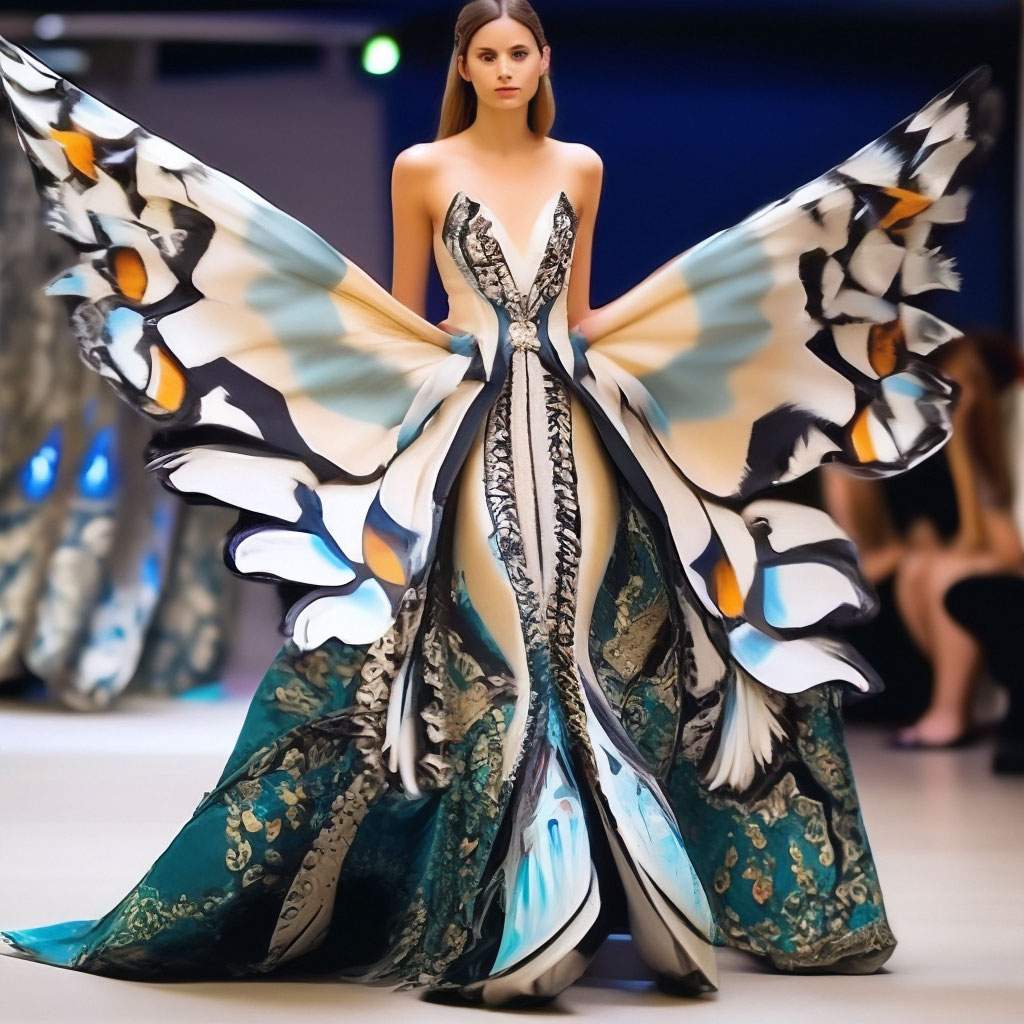 slim fit dress slacks Blue Morpho Butterfly Dress L main image 0