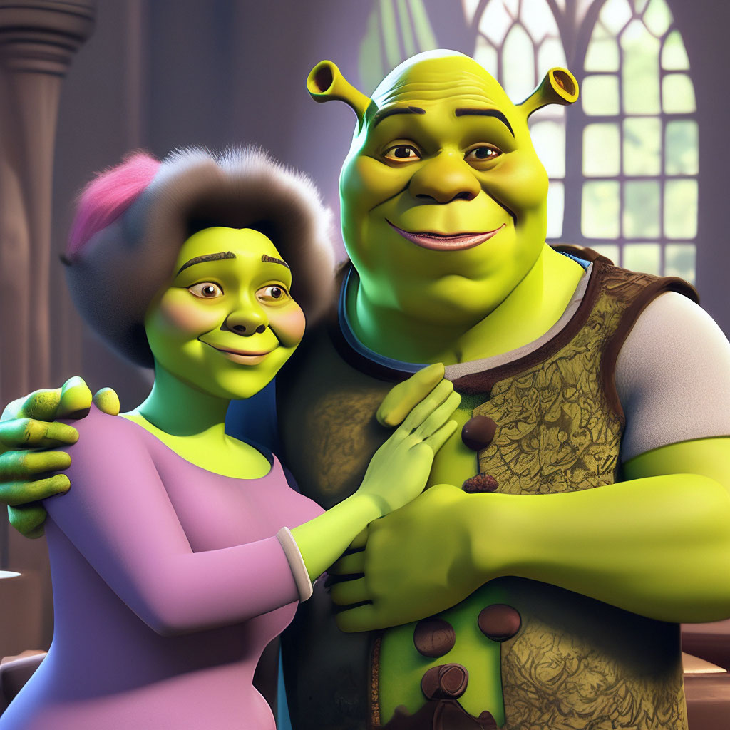 "Shrek's lovely lovely wife Fiona" - image created in Shedevrum