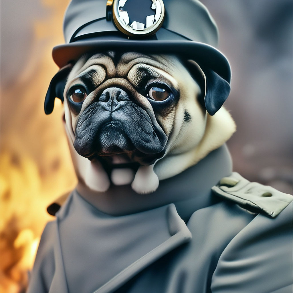 Мопс в военной форме