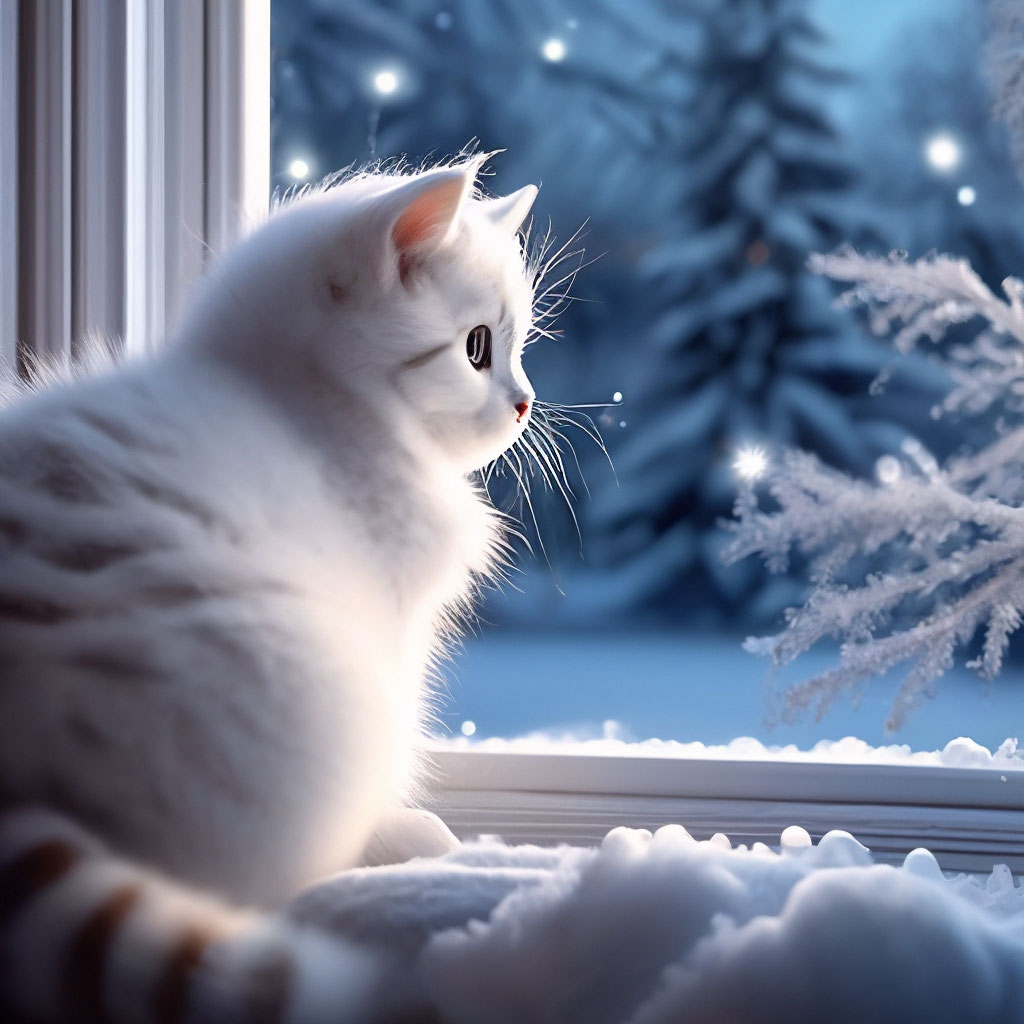 ❄️ уютные зимние коты ❄️ белый …» — создано в Шедевруме