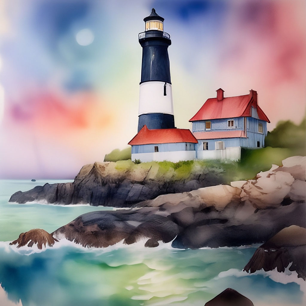"Lighthouse watercolor painting" — image created in Shedevrum