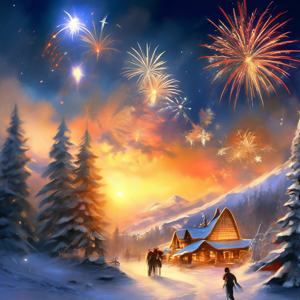"New Year's card" — image created in Shedevrum