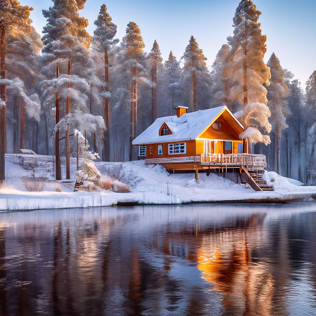 "Fabulous house and lake in the forests of Karelia winter photo ...