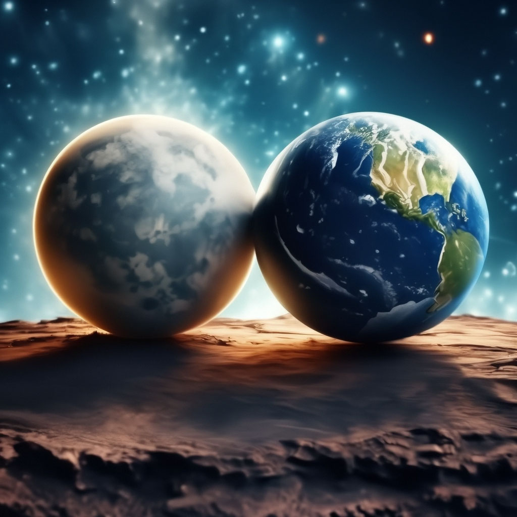 " Friends planet Earth and planet Moon" — image created in Shedevrum