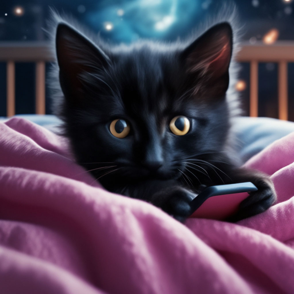Спокойной ночи мир 🌌 черный котё…» — создано в Шедевруме