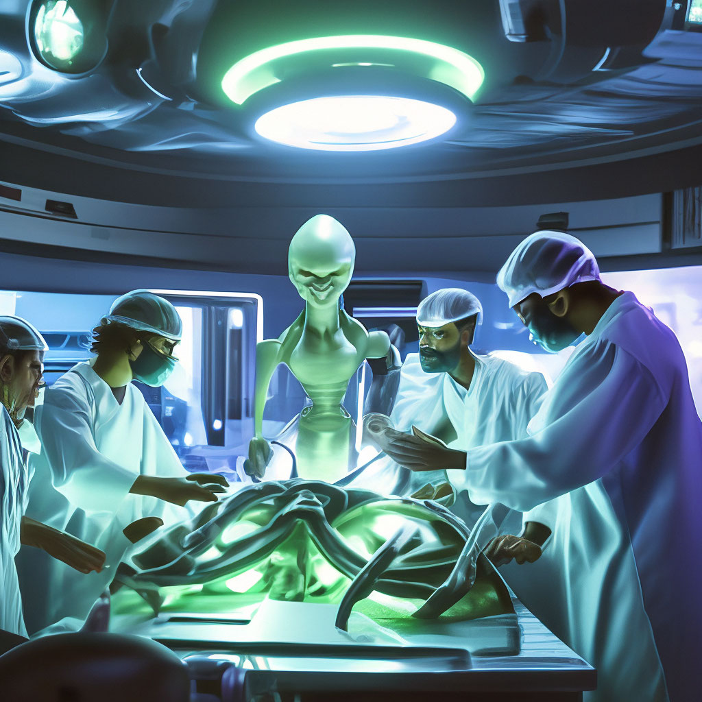 "Doctors resuscitate an alien in the operating room in the world of the ...