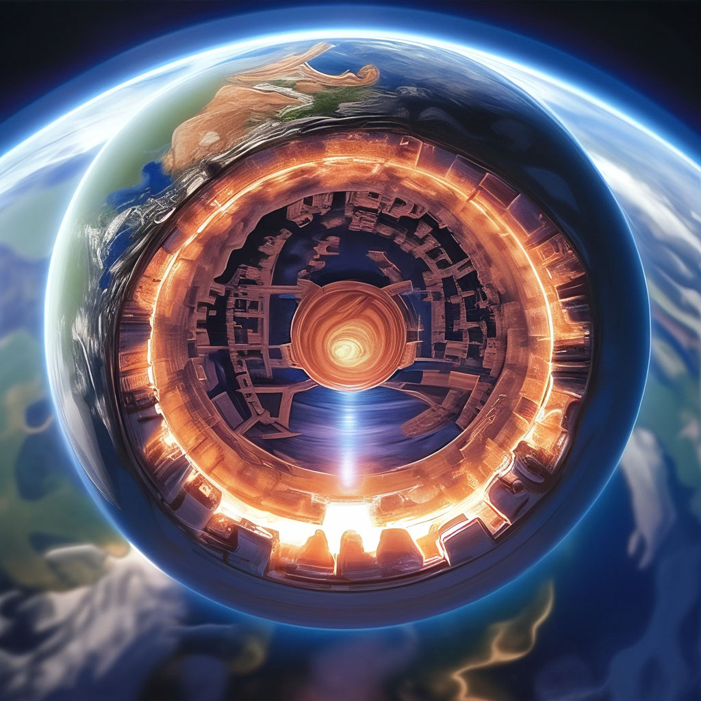 "What is in the center of the Earth" — image created in Shedevrum