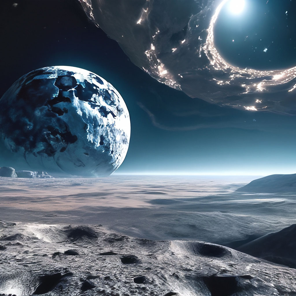 "A snapshot of the universe from the moon. Extremely detailed, complex ...