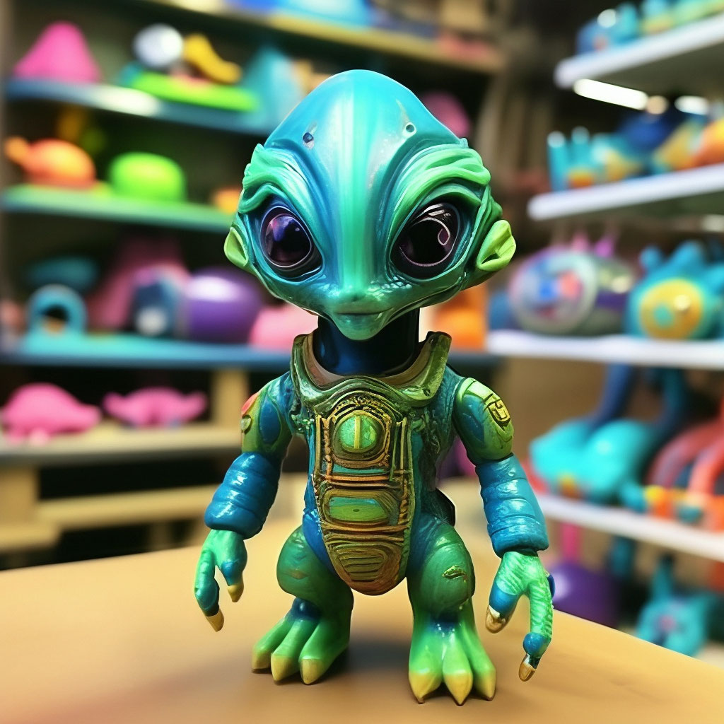"Toy Store for Alien Creatures" — image created in Shedevrum